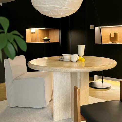 北欧石材大理石圆餐桌定制餐桌