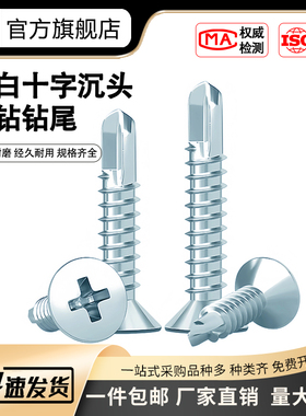 国标燕尾钉沉头钻尾自攻螺丝钉铁蓝白锌平头十字沉头自钻钉4.24.8