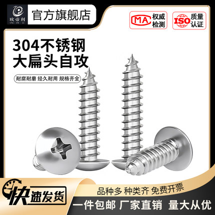 304不锈钢十字大扁头自攻螺丝 蘑菇头木螺钉扁头伞头圆头M3M4M5M6