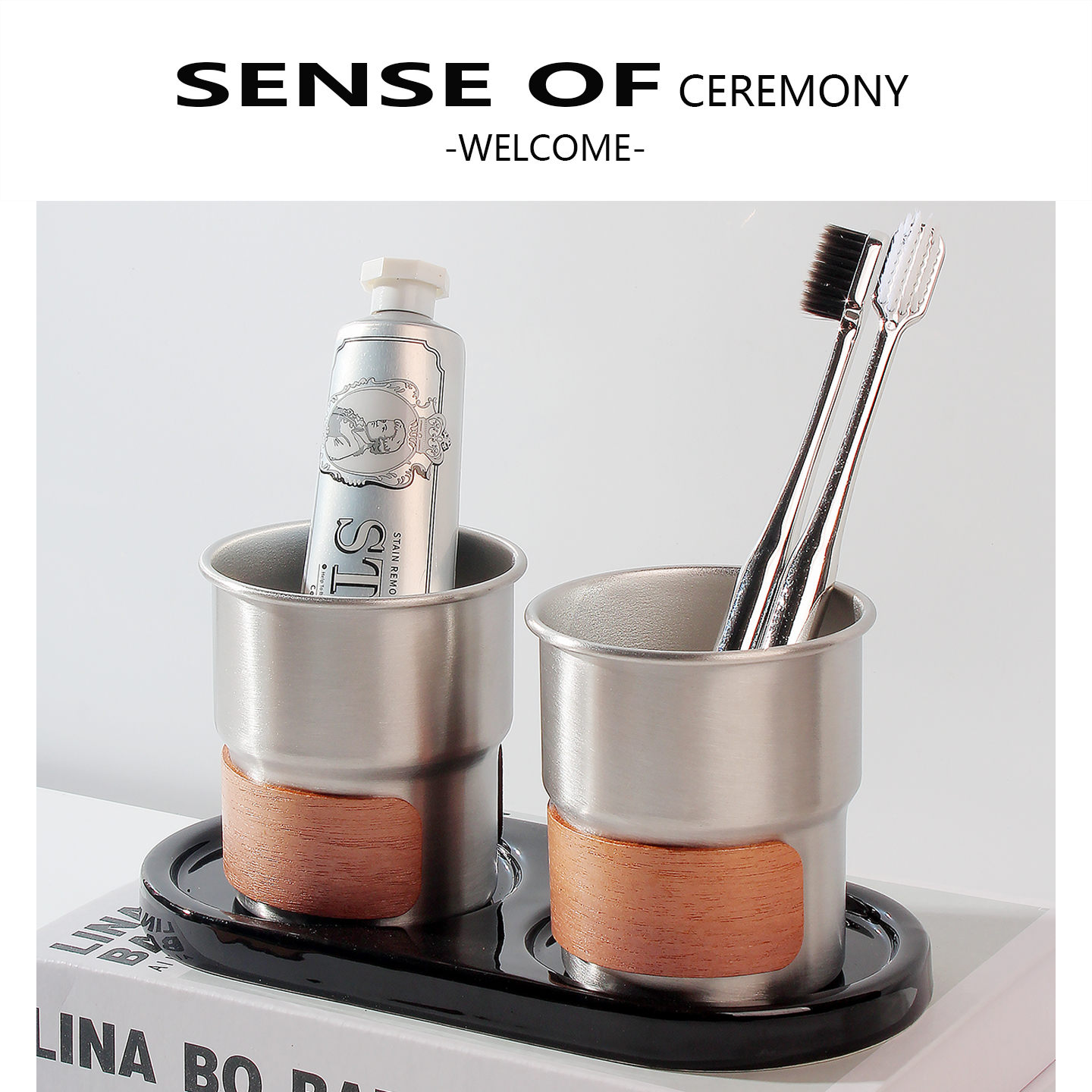 漱口杯情侣刷牙杯轻奢高端不锈钢家用牙杯洗漱杯高级感牙刷杯装饰