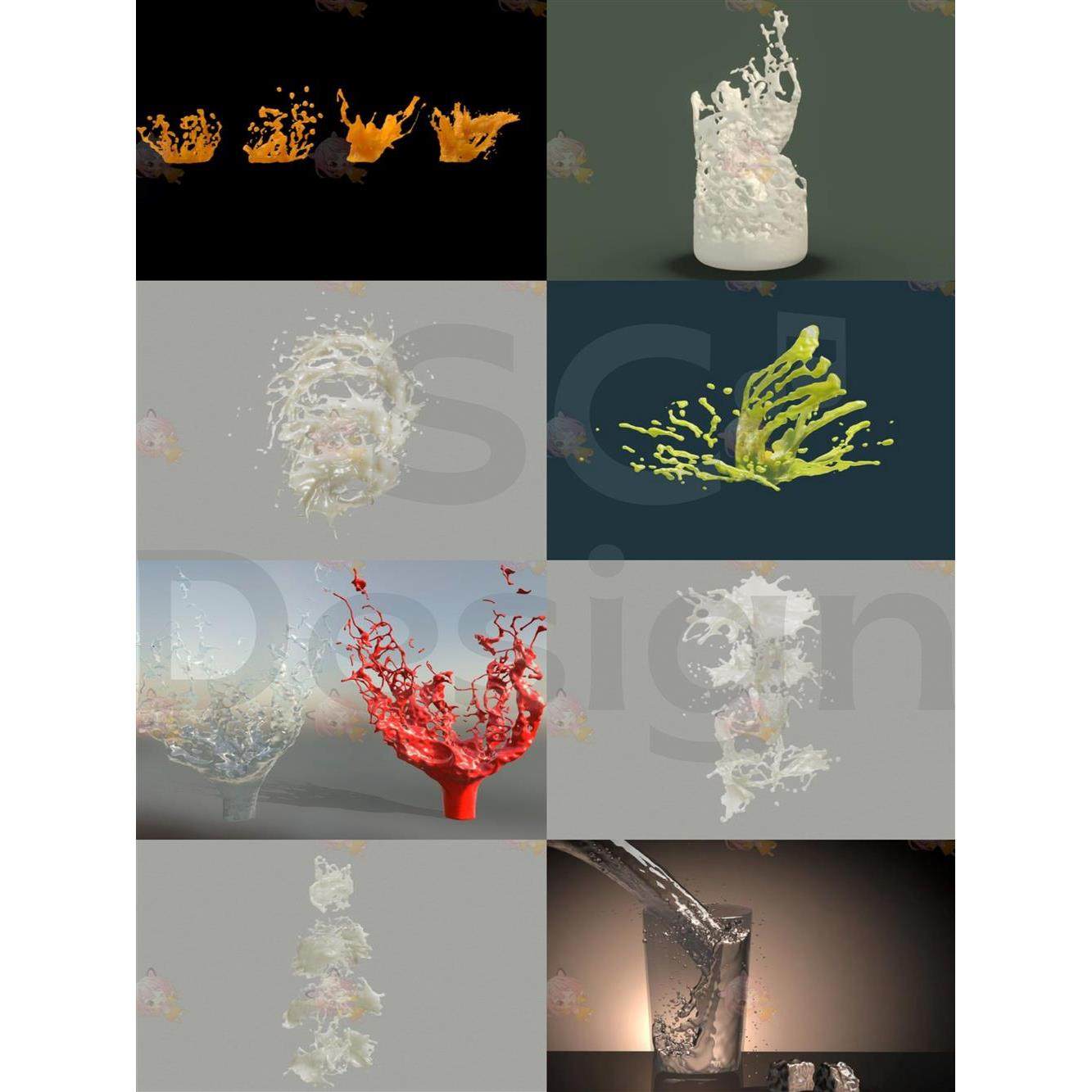 61款水花水流流体液态3d建模模型素材c4d/obj/nomad/rhino/zbrush