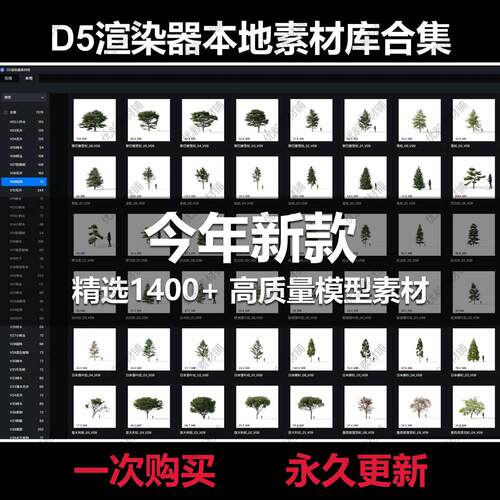 D5渲染器本地素材库合集 树木/人物/车辆/室内外环境等总合集