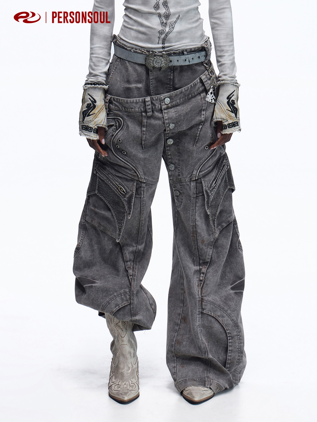 thumbnail for PERSONSOUL* Double Waisted Pants