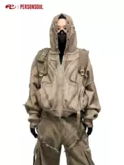 Personsoul* Demerger Hoodie, Split and Deconstructed, Dyed Sweatshirt with Zipper and Hood