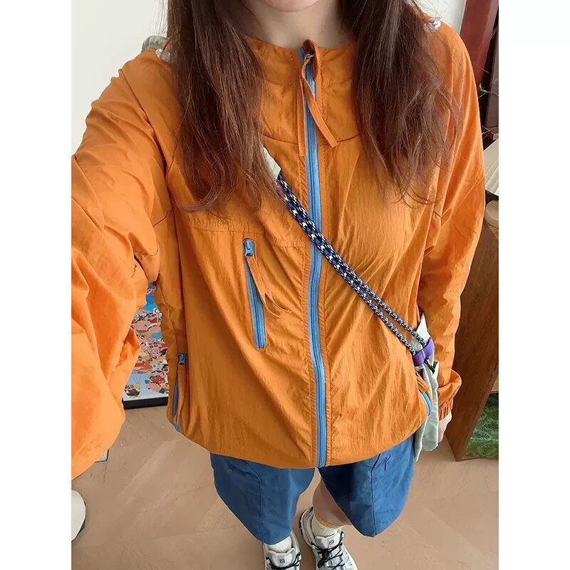 溜淘户外徒步骑行速干防晒衣新款多巴胺穿搭冰丝透气情侣防晒服