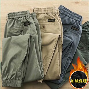 加绒干活穿的裤子男耐磨建筑工人工地工作服宽松秋冬大码裤保暖裤