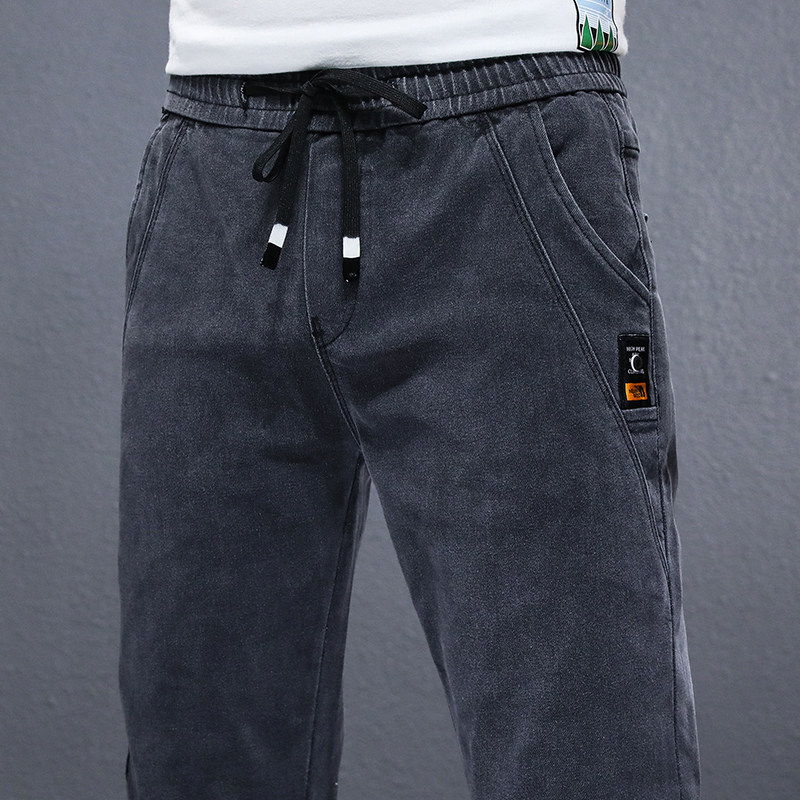 建筑松紧腰牛仔裤男宽松弹力哈伦裤春秋冬季新款加绒加厚休闲长裤,男装,休闲裤,淘宝优惠券,粉丝福利购,淘宝优惠卷