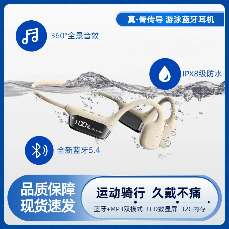 骨传导蓝牙耳机防水可游泳女生久戴不痛无线运动跑步专用2025