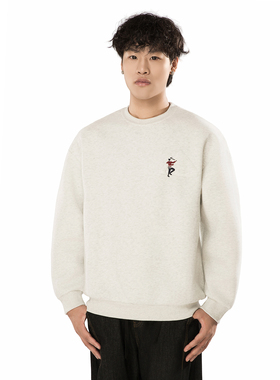 Simple R【趣味质感】380g重磅圆领卫衣男秋季新款刺绣宽松运动衫