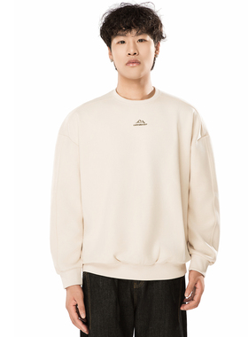 Simple R【分割设计】350G麂皮绒圆领卫衣秋季重磅复古刺绣卫衣