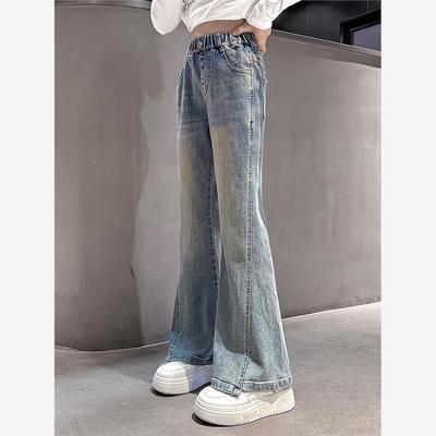 女童牛仔喇叭裤秋装2024