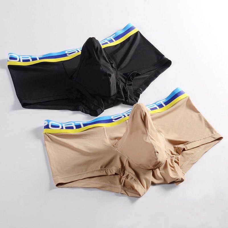 自然凸内裤男u凸囊袋显大性感平角裤丝滑分离式中腰青年舒适男生