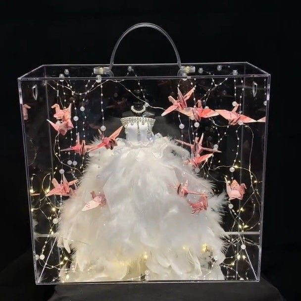 婚纱有钱花diy材料包爱心蝴蝶亚克力礼盒高级感订婚生日浪漫礼物