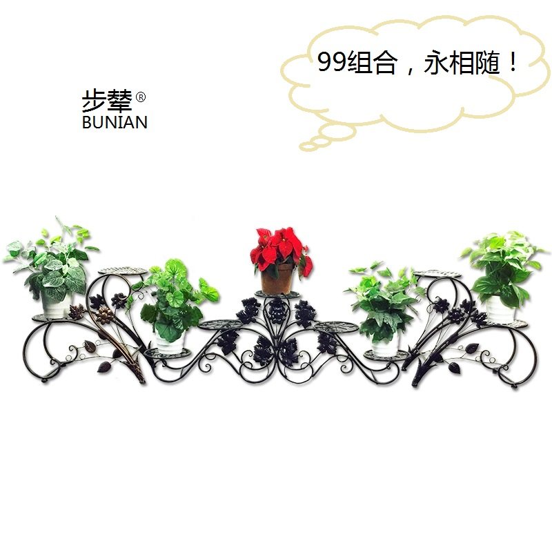 北欧铁艺多层组合花架阳台落地金属艺术花盆架绿萝金色盆栽植物架
