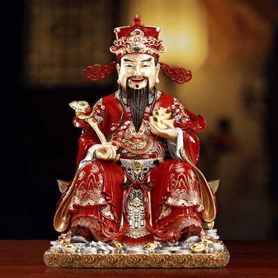 全铜财神爷家用供奉摆件掐丝神像