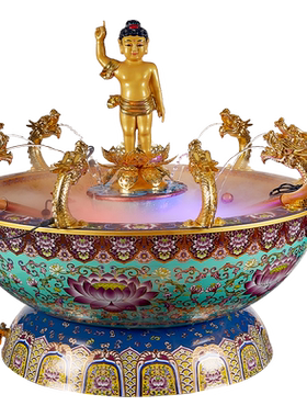 台湾寺庙景泰蓝纯铜浴佛盆