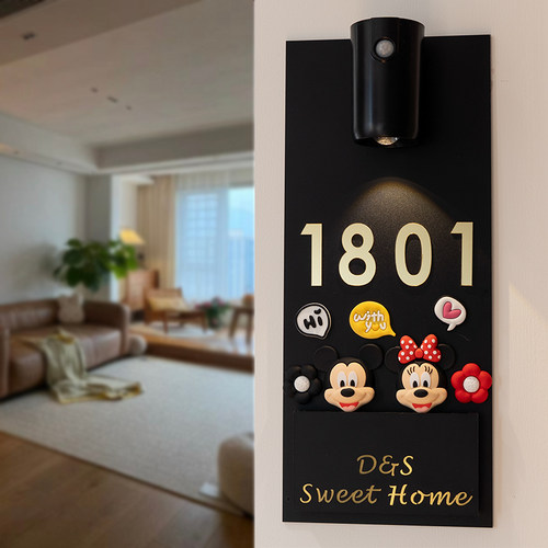 自带感应灯可插花门牌定制