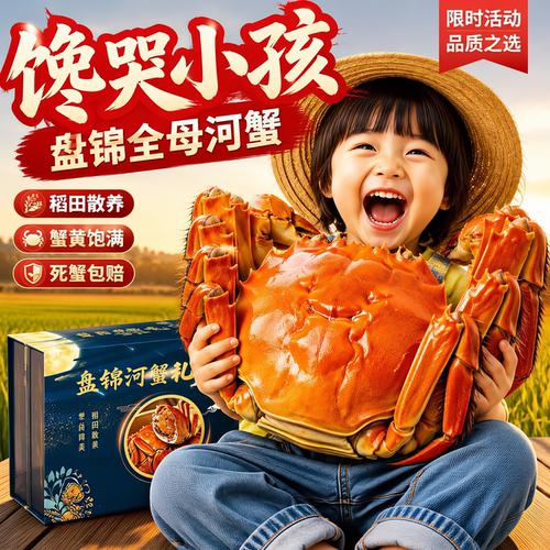 【活蟹】盘锦全母蟹鲜活河蟹3斤