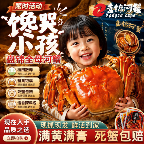 盘锦河蟹活蟹鲜活全母稻田蟹螃蟹大闸蟹特大蟹现货生腌中秋礼盒