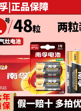 南孚1号电池燃气灶煤气灶热水器电池LR20大号碱性D行手电筒 2粒装