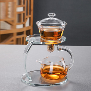 组合家用懒人泡茶自动泡茶壶办公室会客功夫用品 玻璃茶具套装
