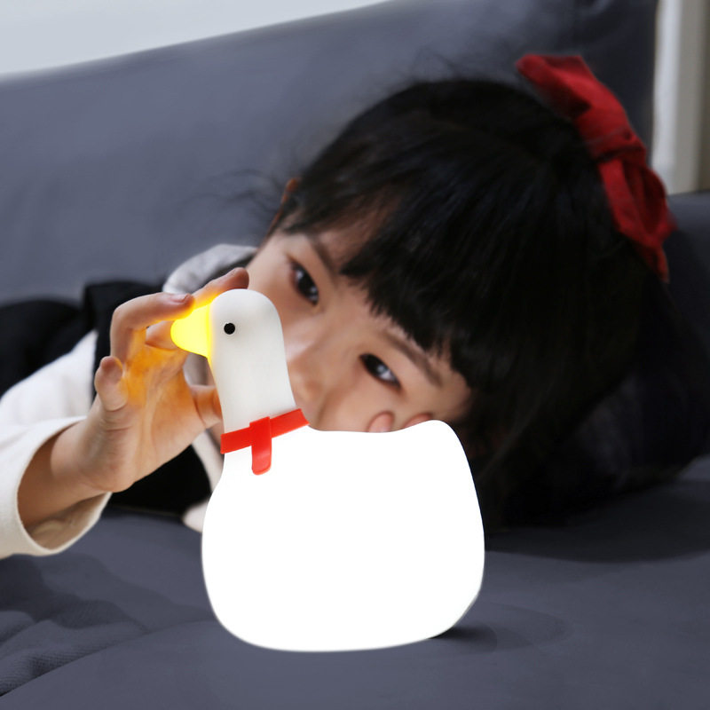 摇摆鹅硅胶灯插电充电可爱趣味摇摆开关卧室床头桌面呆呆氛围