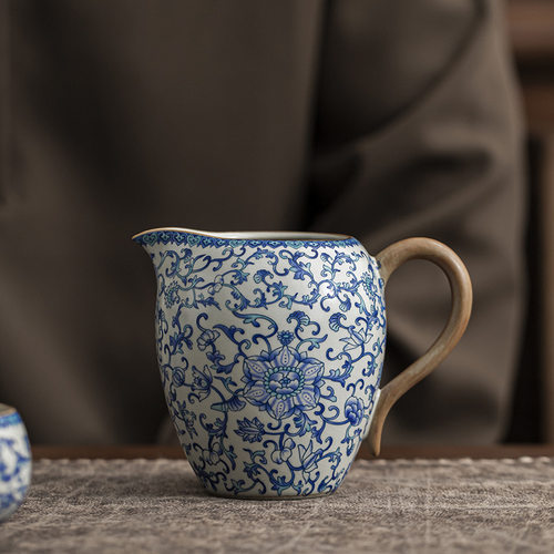 轻奢茶具单品青花美人公道杯陶瓷高档分茶器茶桌精品茶海茶道