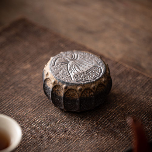 创意荷花鼓盖置托陶瓷复古茶壶盖子托架盖碗盖托茶道茶具配件