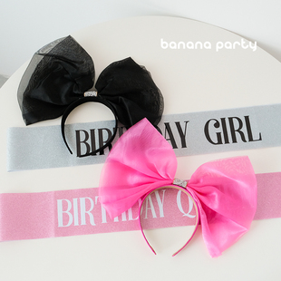 可爱韩风优雅大蝴蝶结发箍百搭头饰高级感网红外出肩带庆生道具