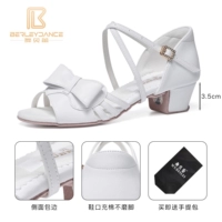 Белый каблук с кожей суперволокна 3,5 низкой каблуки+края обуви/толстые буферные колодки подарочная танцевальная сумка