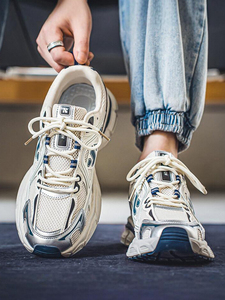 潮牌男鞋新款透气网面运动鞋男士韩版时尚厚底增高休闲跑步老爹鞋