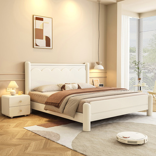 实木床1.8米纯榉木双人床1.5现代简约高箱储物床原木全实木主卧床