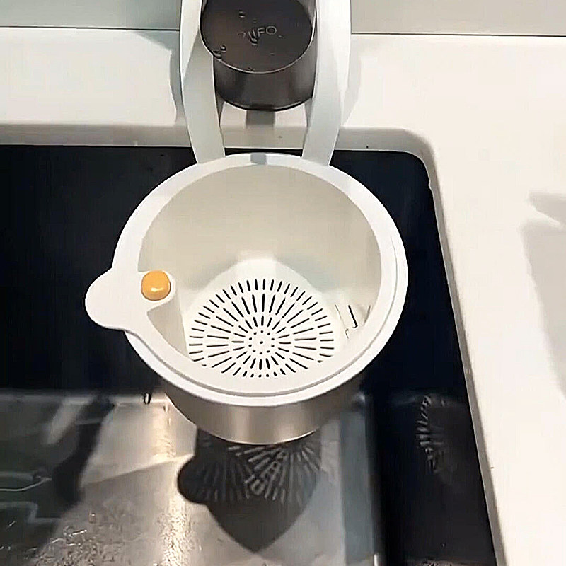 厨房水槽沥水挂袋一键开合洗碗池过滤挂篮收纳水龙头收纳袋沥水袋