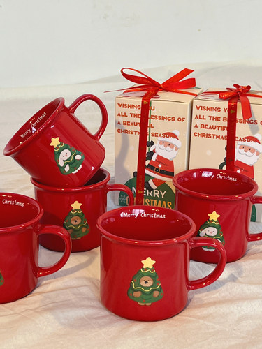 原创圣诞小熊小兔小红贝马克杯