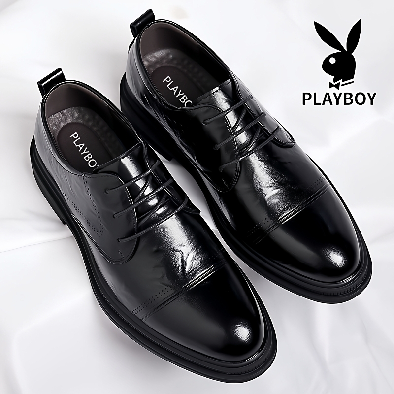 花花公子男鞋皮鞋2025新款秋冬男士英伦增高商务正装真皮休闲透气