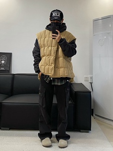 BEN贝尔尼潮牌夹棉马甲高街风冬男美式简约休闲无袖坎肩外套背心