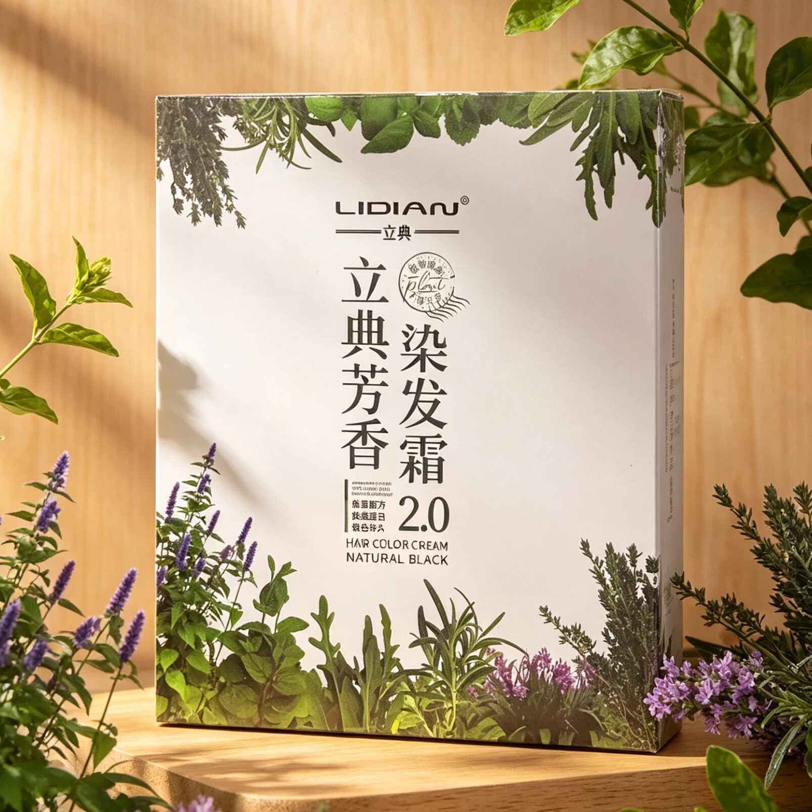 植物配方染发膏自己在家男女通用自然黑立典染发霜不沾图片遮白发