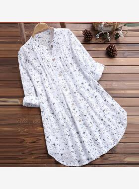 white long blouse women summer clothes shirts dress cotton女