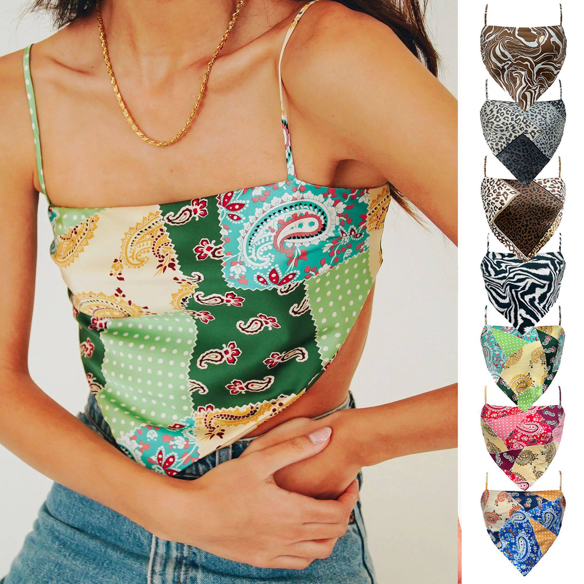 Women Printed Camisole Sexy Leopard-print Cashew Flower Tube