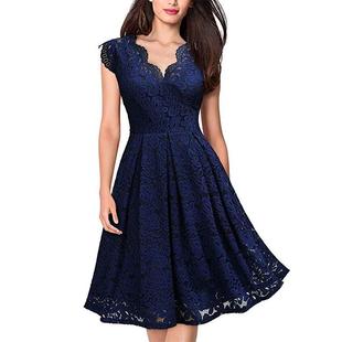 neck Sleeveless Ladies Party Lace Cocktail Dress Vintage