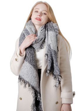 New Thickened Women's Shawl Black Grey Plaid Beveled Scarf