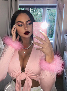 2023 women fashion long sleeve T-shirt with dew umbilical