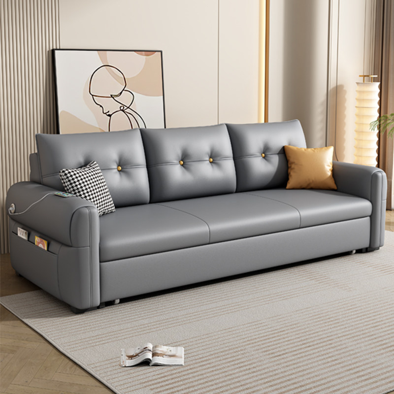 猫抓皮奶油风网红款沙发床小户型多功能折叠两用单双客厅2023新款