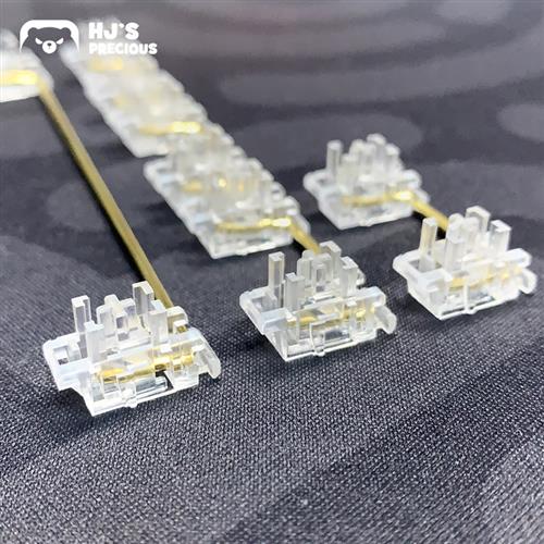 客制化机械键盘水晶熊猫v3卫星轴江湾亿光透明钢板镀金卫星轴升级