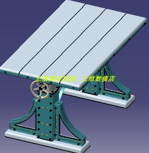 曲柄手动升降工作台 手摇升高桌子蜗轮蜗杆螺杆 3D三维几何数模型