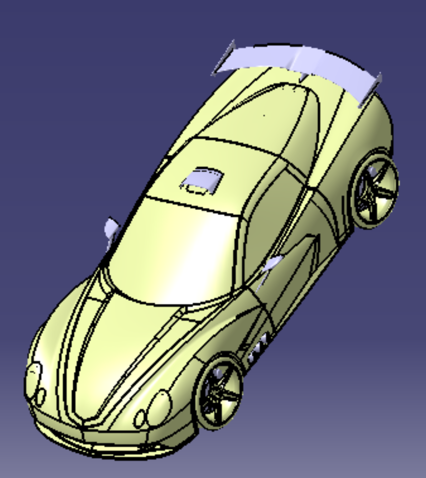 雪佛兰科尔维特c7轿跑车汽车3D三维几何数模型外观曲面空气学尾翼