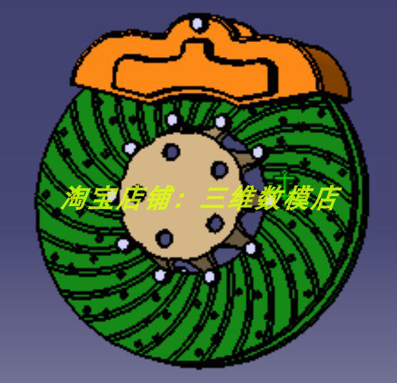 汽车轿车通风盘式制动系刹车盘片碟刹catia含参3d三维几何数模型