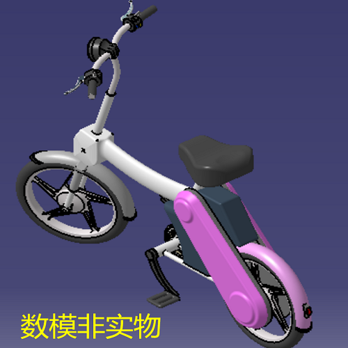 电动车自行车曲面3D三维几何数模型stp图纸CAD车座电瓶车身骨架