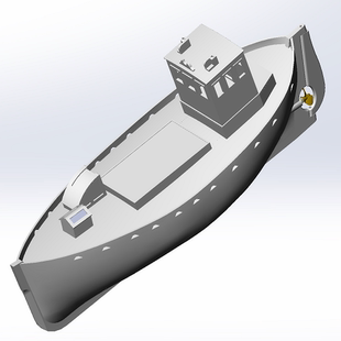 1:20遥控玩具渔船捕鱼船舶曲面船尾舵传动机构3D三维几何数模型图