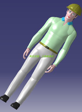 175厘米cm身高男生工人曲面3D三维几何数模型假人物安全帽身体stp